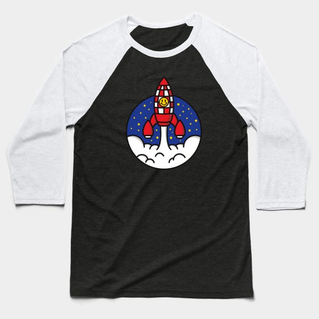 Rocket To The Moon Baseball T-Shirt by heytiyok